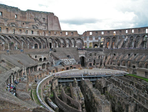 Inside the Coliseum in Rome Italy